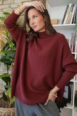 Charli Honeycomb Oversized Turtle Knit Burgundy
